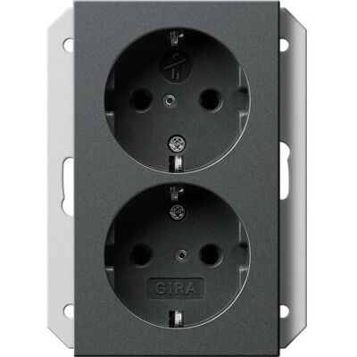 Gira 273128 - Doppeldose SCHUKO KS Anthrazit - Steckdose Gira 273128 - Doppeldose SCHUKO KS Anthrazit - Steckdose