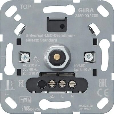 Gira Universal LED-Dimmereinsatz 245000 - Dimmer für LED, Halogen, Glühlampe - IP20 Gira Universal LED-Dimmereinsatz 245000 - Dimmer für LED, Halogen, Glühlampe - IP20