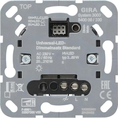 Gira Universal LED Dimmer - System 3000 - Standard 540000 Gira Universal LED Dimmer - System 3000 - Standard 540000