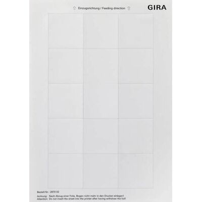 Gira 287002 Beschriftungsbögen - Zubehör Gira 287002 Beschriftungsbögen - Zubehör