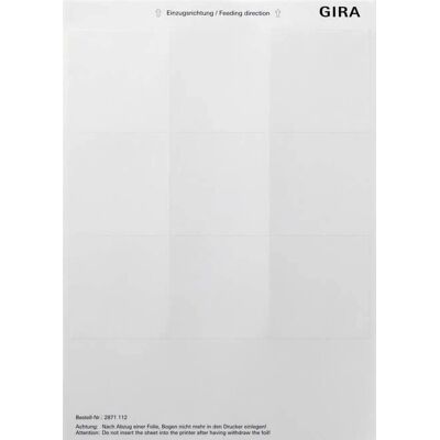 Gira 2871112 - Beschriftungsbögen für Flächenschalter Gira 2871112 - Beschriftungsbögen für Flächenschalter