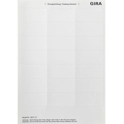 Gira Modell 2872112 - Beschriftungsbögen für Flächenschalter Gira Modell 2872112 - Beschriftungsbögen für Flächenschalter