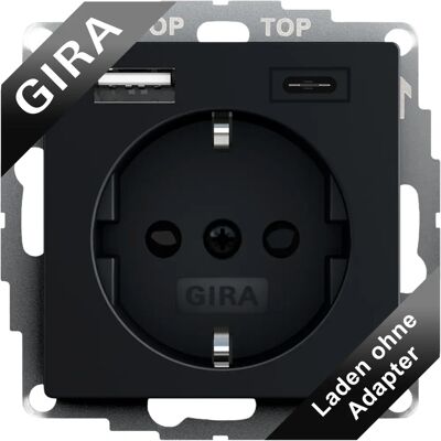 Gira Steckdose mit USB - System 55 - Schwarz Gira Steckdose mit USB - System 55 - Schwarz
