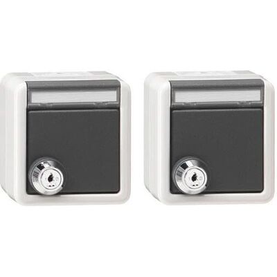 Gira 2er Schuko Steckdosen-Set mit Schloss - IP44 Gira 2er Schuko Steckdosen-Set mit Schloss - IP44