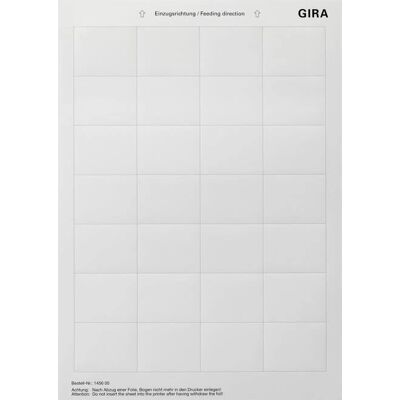 Gira 145600 - Beschriftungsbögen - Vorgestanzte PET-Folie Gira 145600 - Beschriftungsbögen - Vorgestanzte PET-Folie