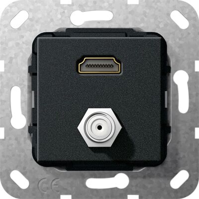 Gira 567510 - HDMI/SAT F-Buchse sw matt Wandmontage - Steckdose Gira 567510 - HDMI/SAT F-Buchse sw matt Wandmontage - Steckdose