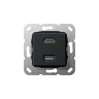 GIRA 4847141 Steckdose HDMI + USB A Schwarz - Elektrische Steckdose GIRA 4847141 Steckdose HDMI + USB A Schwarz - Elektrische Steckdose