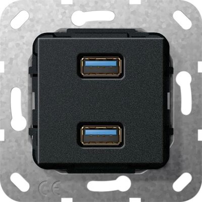 Gira USB Wandsteckdose - 2-fach USB 3.0 Schwarz - IP20 Gira USB Wandsteckdose - 2-fach USB 3.0 Schwarz - IP20