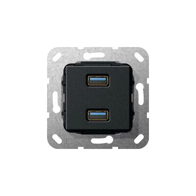 GIRA 568510 USB 3.0 A 2-fach Steckdose - Unterputz, Schwarz GIRA 568510 USB 3.0 A 2-fach Steckdose - Unterputz, Schwarz