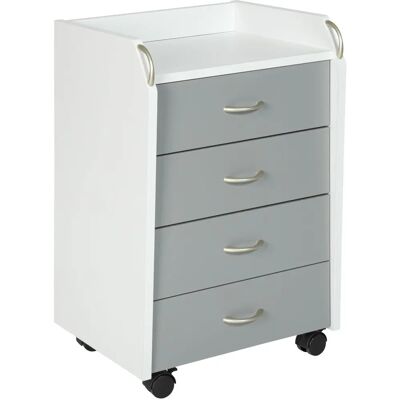Caisson à roulettes blanc et gris Printi - Rangement de bureau Caisson à roulettes blanc et gris Printi - Rangement de bureau