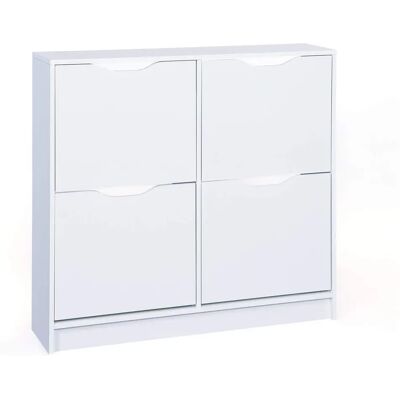 Inter Link - Armario Zapatero - 4 Compartimentos Abatibles - Blanco Inter Link - Armario Zapatero - 4 Compartimentos Abatibles - Blanco