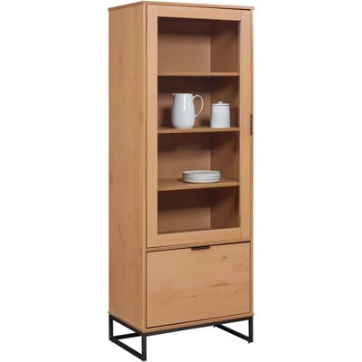 VYRNO Vitrine en pin naturel avec porte en verre - 70x45x195 cm - Publicité VYRNO Vitrine en pin naturel avec porte en verre - 70x45x195 cm - Publicité