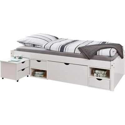 Inter Link Bett mit Stauraum & Nachttisch - Weiß - Bett mit Stauraum Inter Link Bett mit Stauraum & Nachttisch - Weiß - Bett mit Stauraum