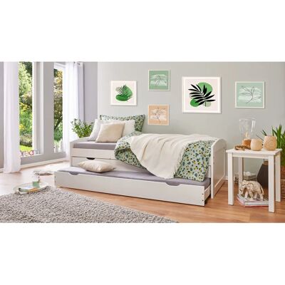 Cama nido blanca de pino con cajones y almacenamiento - Inter Link Cama nido blanca de pino con cajones y almacenamiento - Inter Link