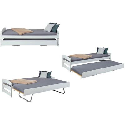 Letto Multifunzionale Salvaspazio Vindas - Singolo/Doppio - Bianco Letto Multifunzionale Salvaspazio Vindas - Singolo/Doppio - Bianco
