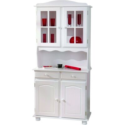 Vitrina de pino Interlink - Acabado blanco - 88x198cm - Almacenamiento de cocina Vitrina de pino Interlink - Acabado blanco - 88x198cm - Almacenamiento de cocina