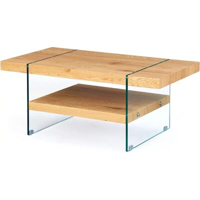 Mesa de centro Inter Link Benina - Moderna, Roble, Vidrio Templado Mesa de centro Inter Link Benina - Moderna, Roble, Vidrio Templado