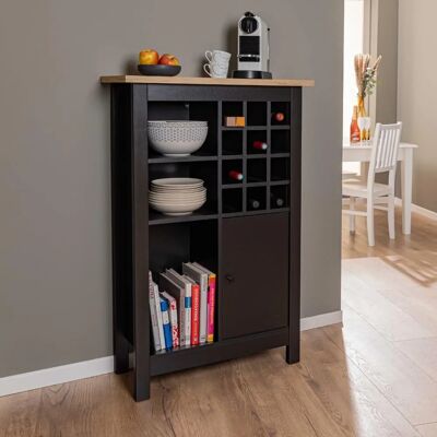 ebuy24 Helina Weinschrank - Schwarz & Eiche - Für 12 Flaschen ebuy24 Helina Weinschrank - Schwarz & Eiche - Für 12 Flaschen