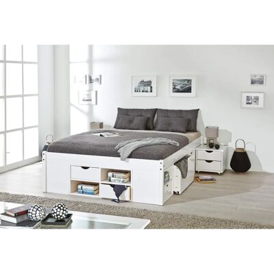 Interlink - Letto con vani contenitore - White - Pine - Bed - Publicité Interlink - Letto con vani contenitore - White - Pine - Bed - Publicité