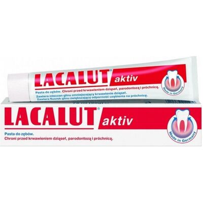 Dentifrice Lacalut Aktiv - Parodontite, Caries, Saignements - 75ml - Publicité Dentifrice Lacalut Aktiv - Parodontite, Caries, Saignements - 75ml - Publicité