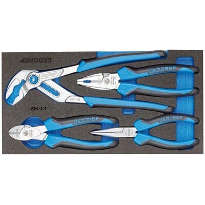 Gedore 1500 CT1-142 4-piece pliers set - Universal, combination, flat nose, side cutter Gedore 1500 CT1-142 4-piece pliers set - Universal, combination, flat nose, side cutter