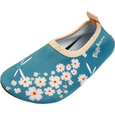 Playshoes Petrol Blümchen - Barnskor Playshoes Petrol Blümchen - Barnskor