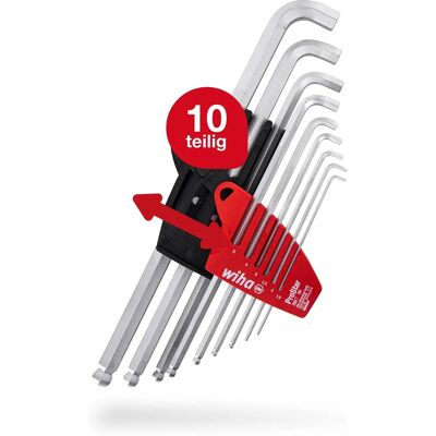Zestaw kluczy imbusowych Wiha 35480 - Krótki trzonek, głowa kulista, 9 szt. Zestaw kluczy imbusowych Wiha 35480 - Krótki trzonek, głowa kulista, 9 szt.