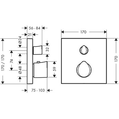 Hansgrohe Axor Starck Termostat - Krom - Organisk, 1 Forbruger Hansgrohe Axor Starck Termostat - Krom - Organisk, 1 Forbruger
