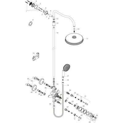 Hansgrohe AXOR Montreux Bară de duș - Nichel Periat - Termostatic - Duș manual și de tavan Hansgrohe AXOR Montreux Bară de duș - Nichel Periat - Termostatic - Duș manual și de tavan
