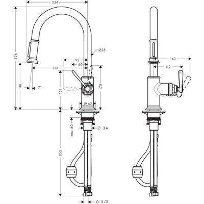 Hansgrohe Axor Montreux DN 15 Küchenarmatur - Gebürstetes Messing Hansgrohe Axor Montreux DN 15 Küchenarmatur - Gebürstetes Messing