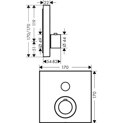 Hansgrohe Axor Starck ShowerThermostat - Quadratisch, Gold, 170mm Hansgrohe Axor Starck ShowerThermostat - Quadratisch, Gold, 170mm