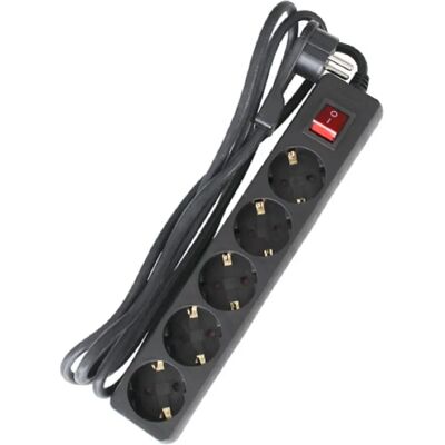 Schwabe 11394 Wielofunkcyjna listwa zasilająca - 5 gniazdek, 2 m kabel, płaski wtyk Schwabe 11394 Wielofunkcyjna listwa zasilająca - 5 gniazdek, 2 m kabel, płaski wtyk