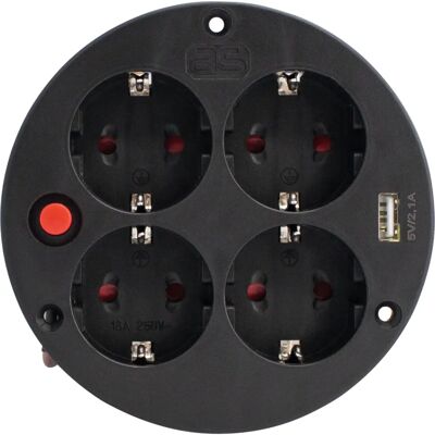 AS Schwabe 11541 Gniazdko elektryczne - 4 gniazdka, port USB, wyłącznik zabezpieczający przed przegrzewaniem AS Schwabe 11541 Gniazdko elektryczne - 4 gniazdka, port USB, wyłącznik zabezpieczający przed przegrzewaniem