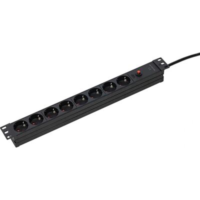 Schwabe Verlengsnoer met 8 Stopcontacten - Rack 19" - Zwart Schwabe Verlengsnoer met 8 Stopcontacten - Rack 19" - Zwart