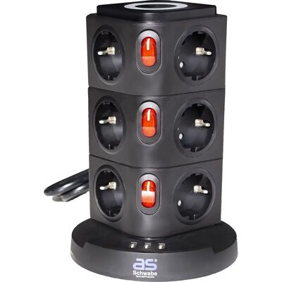 As Schwabe Multiprise - 12 Prises, Chargeur Sans Fil, USB, 2m As Schwabe Multiprise - 12 Prises, Chargeur Sans Fil, USB, 2m