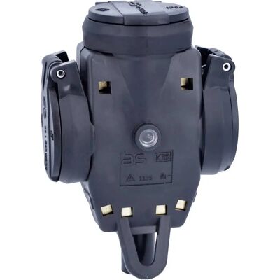 Enchufe triple de goma IP44 Schwabe - Negro, 230V/16A Enchufe triple de goma IP44 Schwabe - Negro, 230V/16A