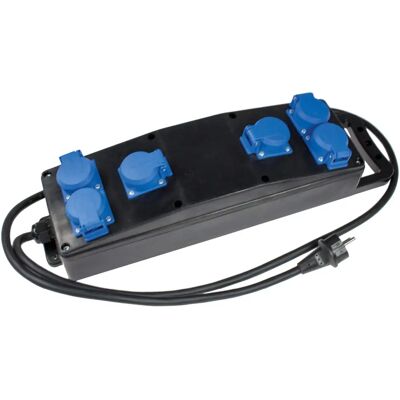 Regleta Schwabe - 6 Tomas, Negro/Azul - IP44/230V Regleta Schwabe - 6 Tomas, Negro/Azul - IP44/230V