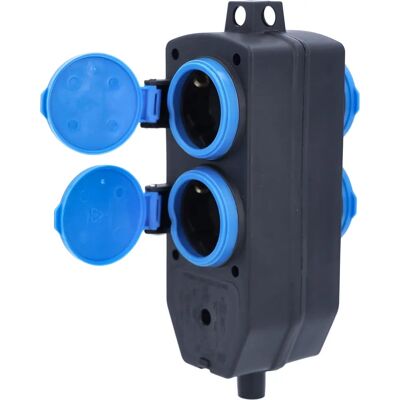 Extensão de 4 tomadas Schwabe - Azul, Montagem na parede, 230V Extensão de 4 tomadas Schwabe - Azul, Montagem na parede, 230V