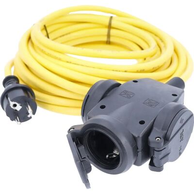 Distribuidor de borracha Schwabe com 3 tomadas - 10m IP44 Distribuidor de borracha Schwabe com 3 tomadas - 10m IP44