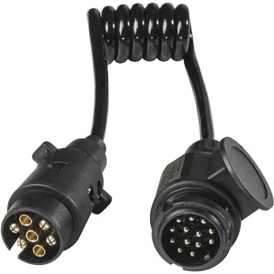 Cabo adaptador de reboque Schwabe 61475 - 13 a 7 pinos, 1m espiral Cabo adaptador de reboque Schwabe 61475 - 13 a 7 pinos, 1m espiral