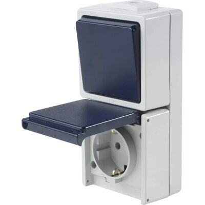 Interruttore e presa Schwabe IP54 - Grigio Interruttore e presa Schwabe IP54 - Grigio