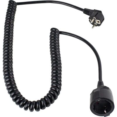 Schwabe Verlängerungskabel - Spiralkabel, 2,5m, Schwarz - Indoor 16A Schwabe Verlängerungskabel - Spiralkabel, 2,5m, Schwarz - Indoor 16A