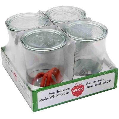 Set de 4 bocaux en verre WECK - 850 ml - Étanchéité parfaite - Publicité Set de 4 bocaux en verre WECK - 850 ml - Étanchéité parfaite - Publicité