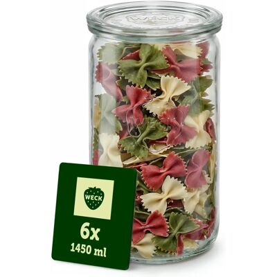 Słoik do przechowywania ze szkła WECK - Kształt walcowy - 1590ml - Zestaw 6 Słoik do przechowywania ze szkła WECK - Kształt walcowy - 1590ml - Zestaw 6