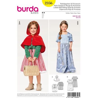 Burda 2356 Wzór na kostium Czerwony Kapturek i księżniczka - Kostiumy Burda 2356 Wzór na kostium Czerwony Kapturek i księżniczka - Kostiumy