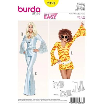 Burda 2373 - Strój damski z lat 70. - Sukienka, tunika i spodnie Burda 2373 - Strój damski z lat 70. - Sukienka, tunika i spodnie