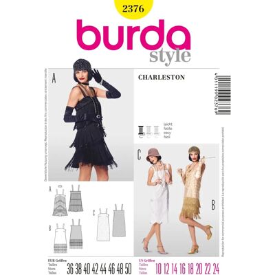 Patron Burda 2376 Robe Charleston - Costume Années 20 Patron Burda 2376 Robe Charleston - Costume Années 20