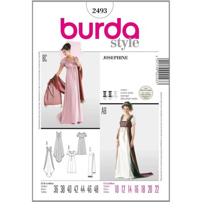 Burda Modelo 2493 - Patrón de vestido con opciones - Patrón de costura Burda Modelo 2493 - Patrón de vestido con opciones - Patrón de costura