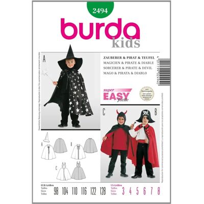 Wzór kostiumu czarodzieja, pirata, diabła Burda - 98-128 cm Wzór kostiumu czarodzieja, pirata, diabła Burda - 98-128 cm