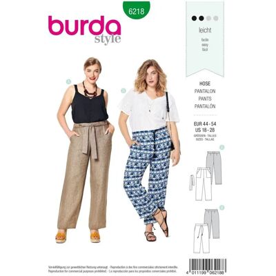 Burda Modèle 6218 - Patron de Couture pour Pantalons et Culottes Burda Modèle 6218 - Patron de Couture pour Pantalons et Culottes